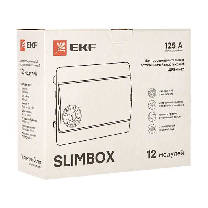 Щит распред. встраиваемый ЩРВ-П-12 "SlimBox" белая дверца IP41 EKF PROxima
