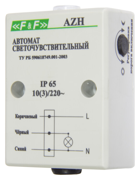 Фотореле AZH IP 65, с встроенным фотодатчиком, контакт 1Z,  монт. на пл., 10А 220В
