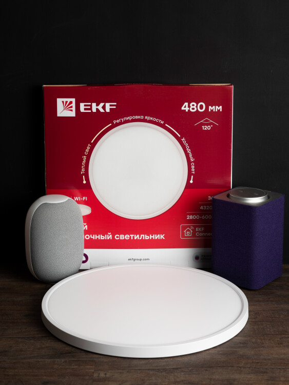 Светильник потолочный умный Wi-Fi 480мм 36W 2800-6000K EKF Сonnect