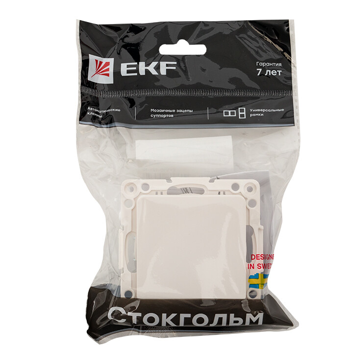 Выключатель 1-кл. 10А белый  EKF PROxima Стокгольм