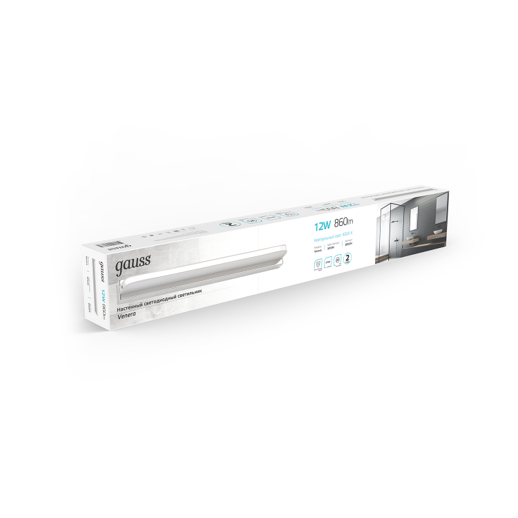 Настенный светодиодный светильник Gauss Venera BR004 12W 860lm 200-240V 520mm LED 1/20