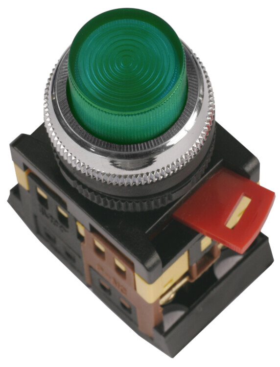 Кнопка ABLFP-22 d22мм с подсветкой/неон 240В 1з+1р зеленая ИЭК