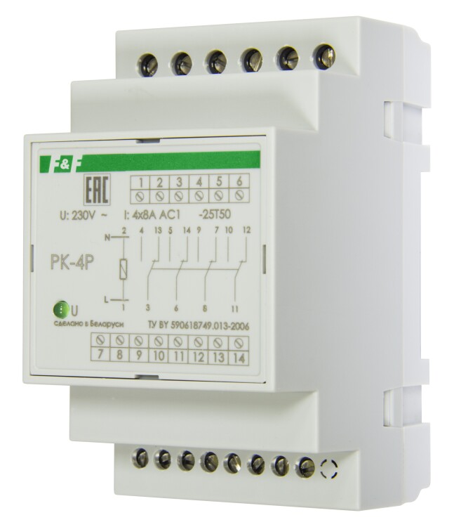 Реле промежуточное 4 переключ. контакт PK-4P  110В 50Гц, 4х8А , 4Р, IP 20